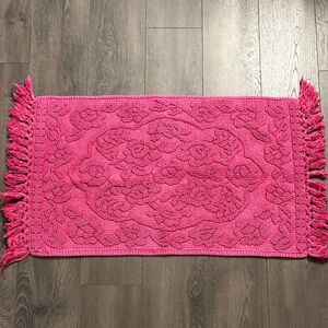 Anthropologie Pink Textured Floral Bath Mat